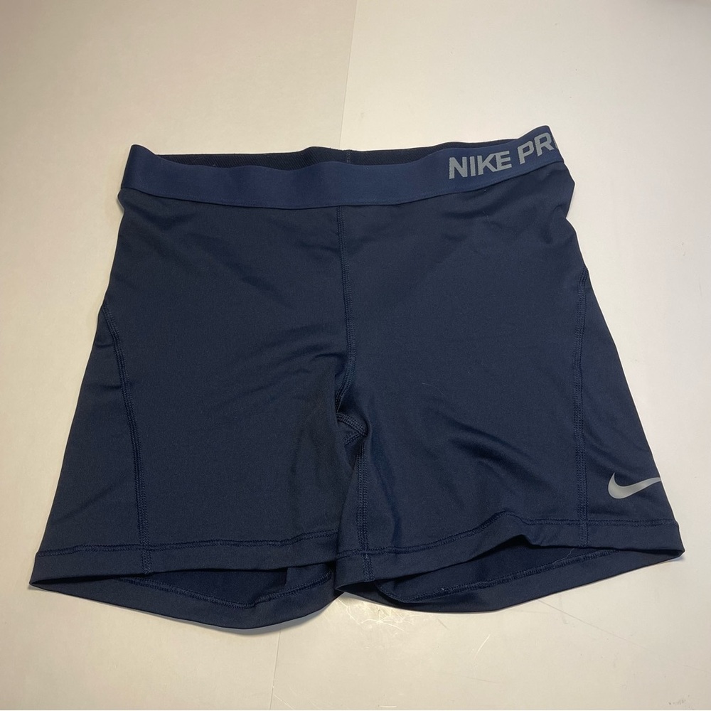 Nike Pro Dri-Fit Shorts Size Large Navy‎ Blue Biker Sports Polyester 28W
